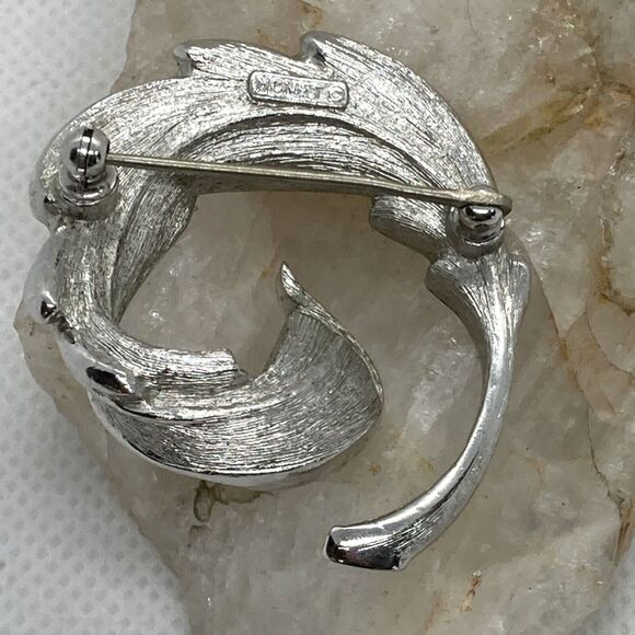 Vintage Lot of 3 Signed Monet Krementz Emmons Silver Tone Pin‎ Brooch Rhinestone - Picture 10 of 16